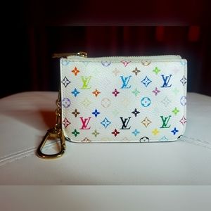 Louis Vuitton white Murakami key cles